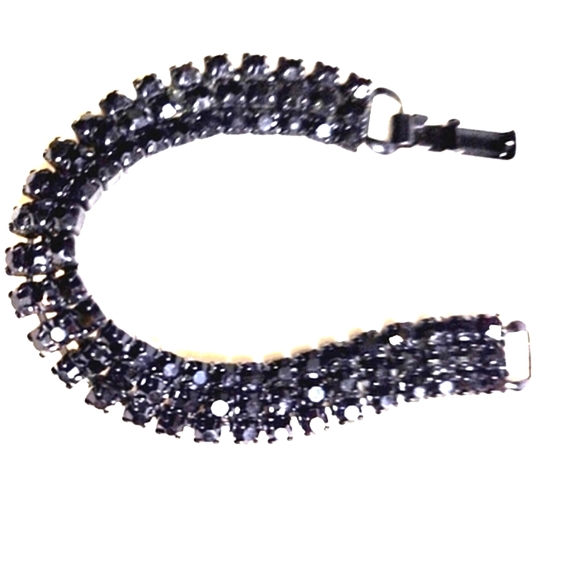 WEISS BLACK  RHINESTONE VINTAGE BRACELET - Picture 2 of 3